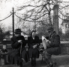 Magyarország, Budapest XII., Svábhegy, Diana utca 4., az Elemi Iskola (később Jókai Mór Általános és Német Nemzetiségi Iskola) udvara a Felhő utca felőli kerítésnél., 1935, Lovas Rita, térkép, pad, Budapest, Fortepan #131176
