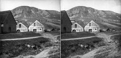Magyarország, Budaörs, Kisfaludy utca, borospincék a Csap utca sarkán, háttérben az Odvas-hegy. A felvétel 1900 előtt készült., 1900, SZTFH Földtani Szolgálatának gyűjteménye, Eötvös Loránd, sztereófotó, épület, lakóház, Fortepan #303144