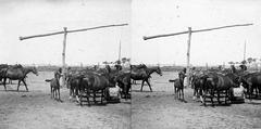 A felvétel 1900 előtt készült., 1900, SZTFH Földtani Szolgálatának gyűjteménye, Eötvös Loránd, ló, sztereófotó, itatás, gémeskút, csikó, Fortepan #303159