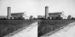 Olaszország, Ravenna, Szent Apollináriusz-bazilika (basilica di Sant'Apollinare in Classe). A felvétel 1900 előtt készült., 1900, SZTFH Földtani Szolgálatának gyűjteménye, Eötvös Loránd, sztereófotó, épület, torony, Fortepan #303194