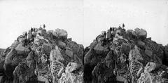 A felvétel 1900 előtt készült., 1900, SZTFH Földtani Szolgálatának gyűjteménye, Eötvös Loránd, sztereófotó, szikla, hegytető, sziklamászás, Fortepan #303209