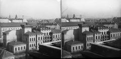 Magyarország, Budapest VIII., Trefort-kert, szemben a Budapesti Tudományegyetem Fizikai Intézete (később az ELTE / Eötvös Loránd Tudományegyetem Bölcsészettudományi Kar D épülete)., 1900, SZTFH Földtani Szolgálatának gyűjteménye, Eötvös Loránd, középület, Budapest, sztereófotó, Fortepan #303220