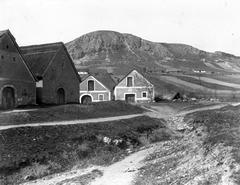 Magyarország, Budaörs, Kisfaludy utca, borospincék a Csap utca sarkán, háttérben az Odvas-hegy. A felvétel 1900 előtt készült., 1900, SZTFH Földtani Szolgálatának gyűjteménye, Eötvös Loránd, Best of, Fortepan #303314