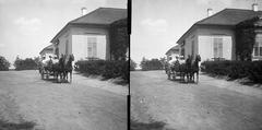 A felvétel 1900 előtt készült., 1900, SZTFH Földtani Szolgálatának gyűjteménye, Eötvös Loránd, lányok, sztereófotó, fogat, földút, Fortepan #303334