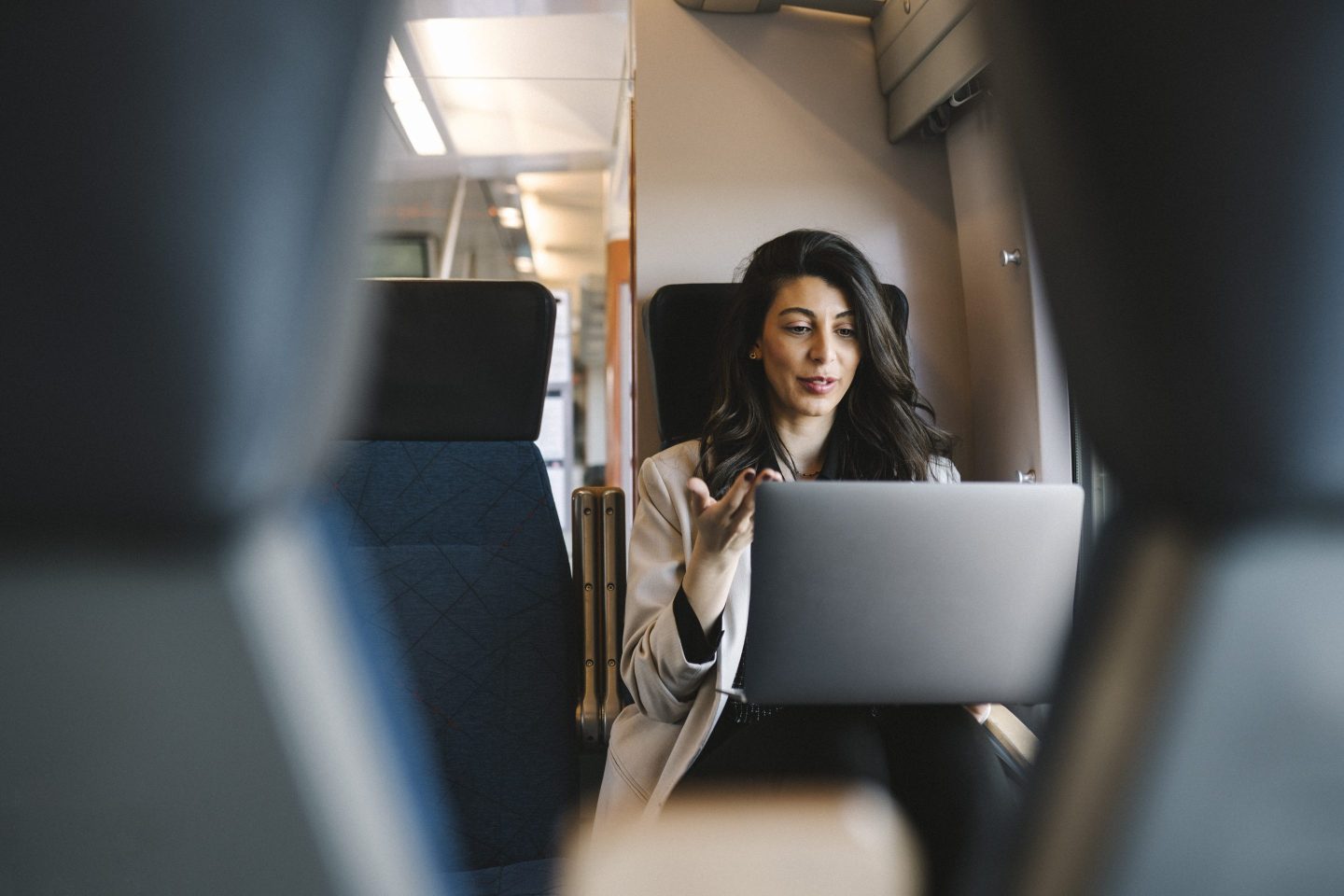 woman working on the train