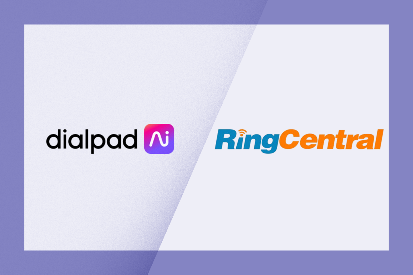 The Dialpad and Ring Central logo on a purple graphic frame.