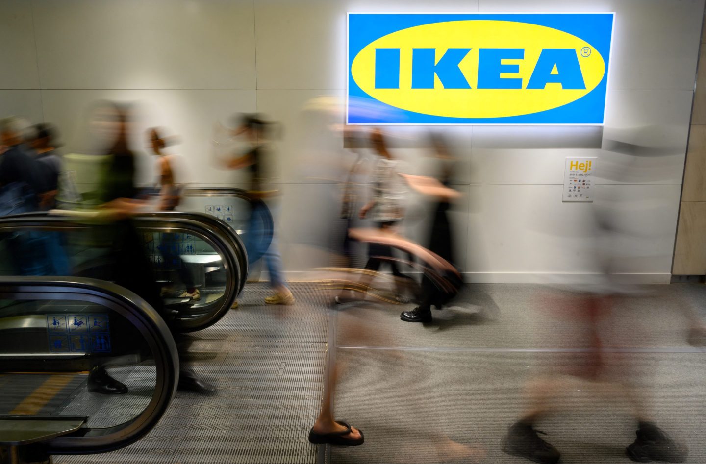 people go in and out of ikea store