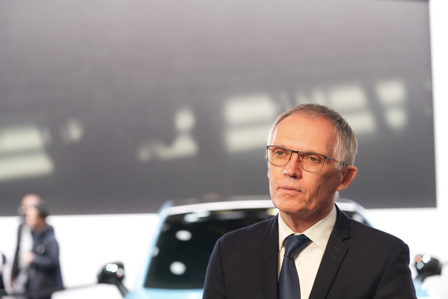 Carlos Tavares, chief executive officer of Stellantis NV, during a Bloomberg Television interview at the Paris Motor Show in Paris, France, on Monday, Oct. 14, 2024.