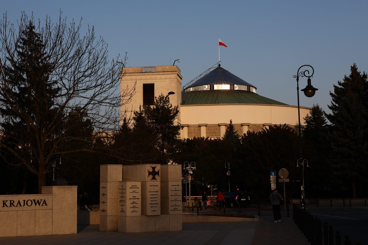 A view of the Sejm building in Warsaw, Poland on March 8, 2025. (Photo by Jakub Porzycki/NurPhoto via Getty Images)