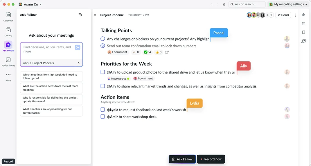Fellow app screenshot