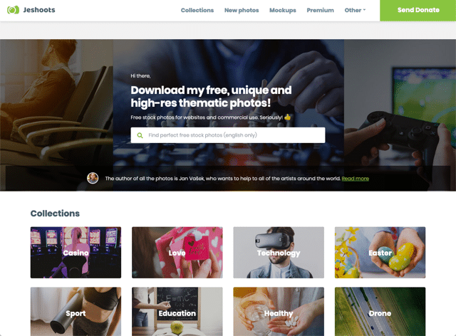 Jeshoots 攝影師建立的免費相片圖庫，CC0 授權釋出高畫質相片可商用