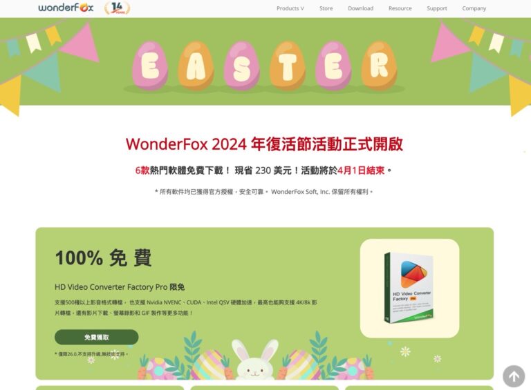 WonderFox 2024 復活節限免活動：6 款熱門軟體免費下載，現省 230 美元！