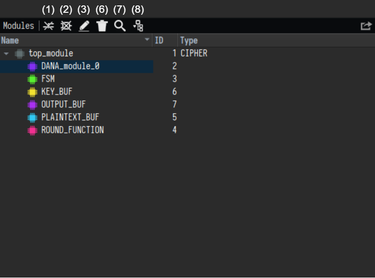 Module Widget Toolbar