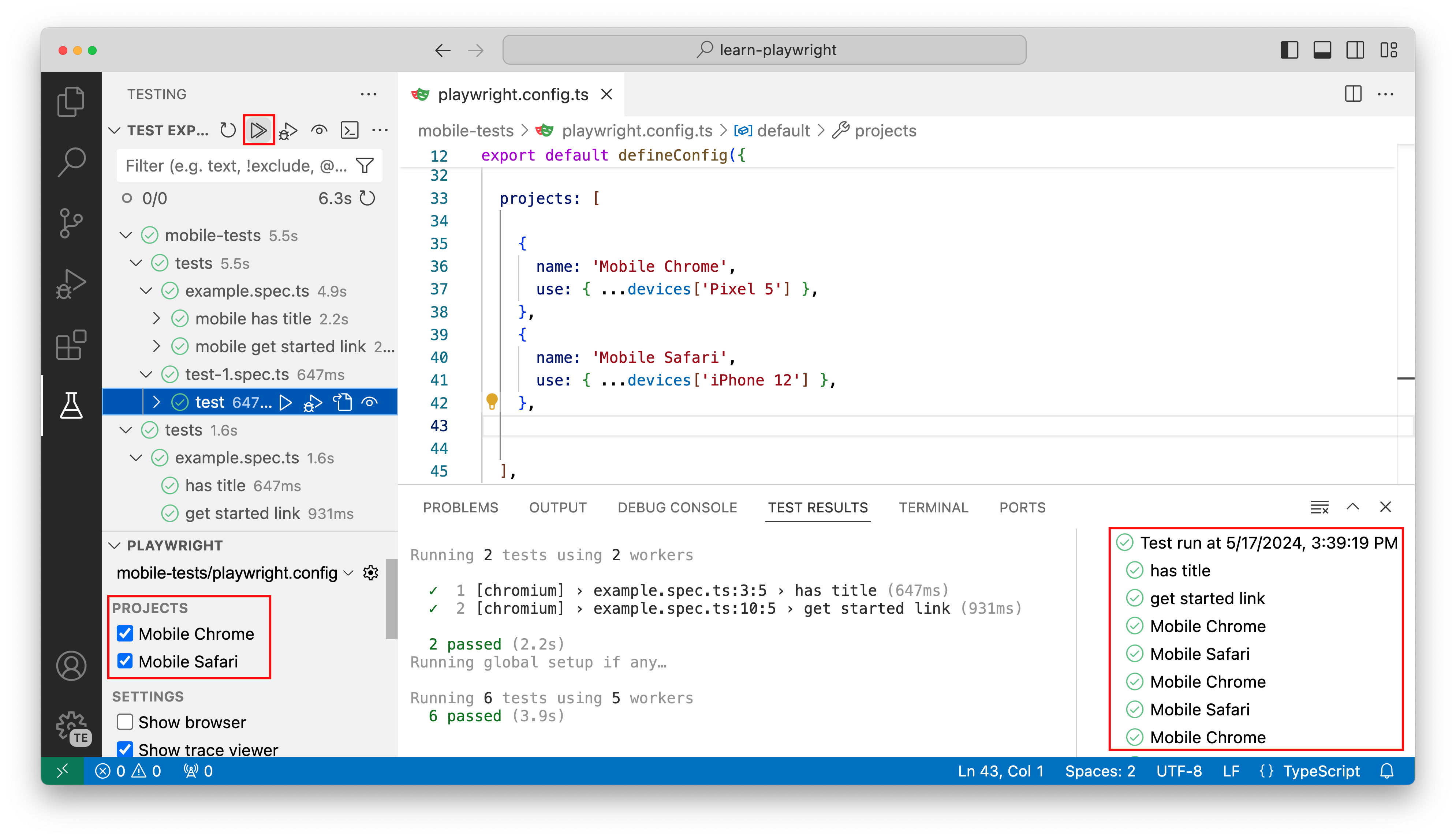 Running all tests from all configurations