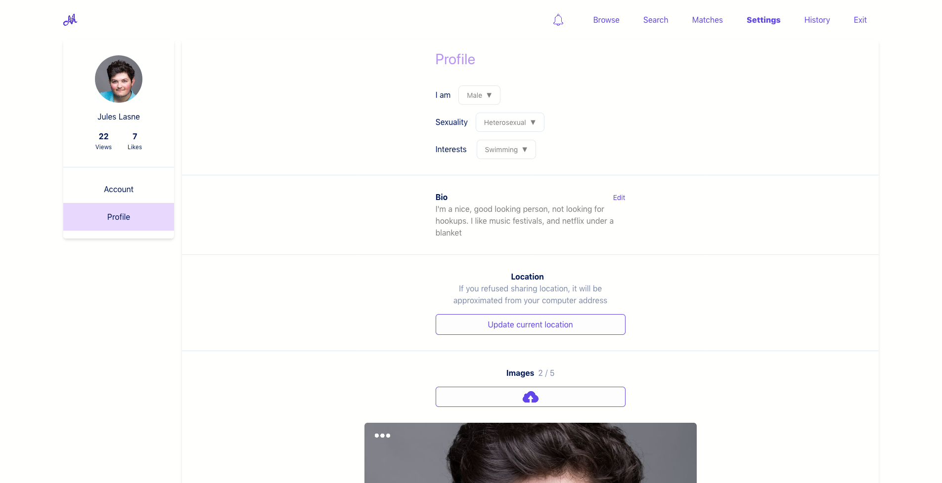 Profile settings