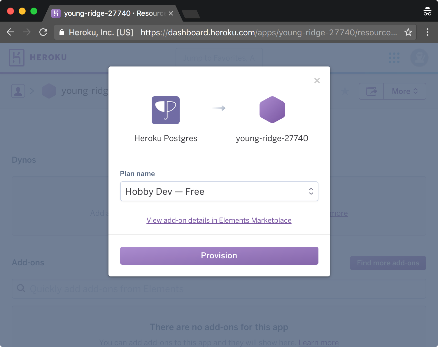 Heroku Povision Database