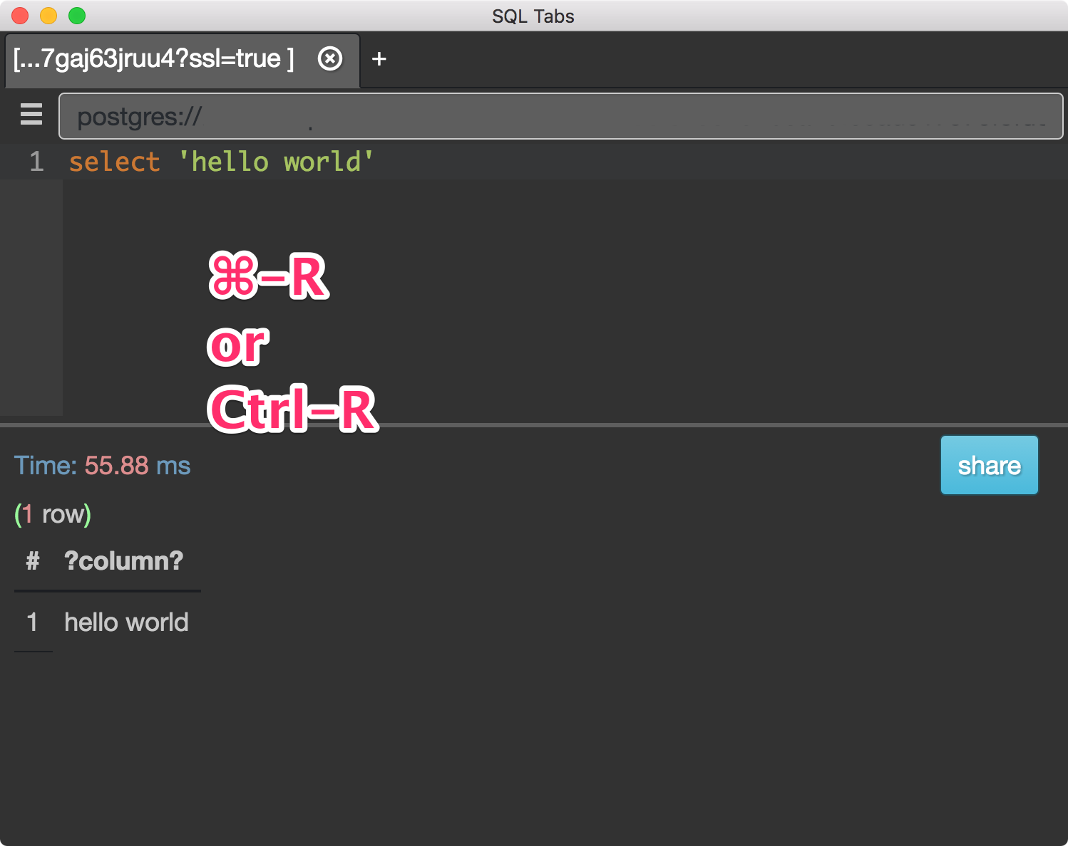 SQL Tabs Hello World