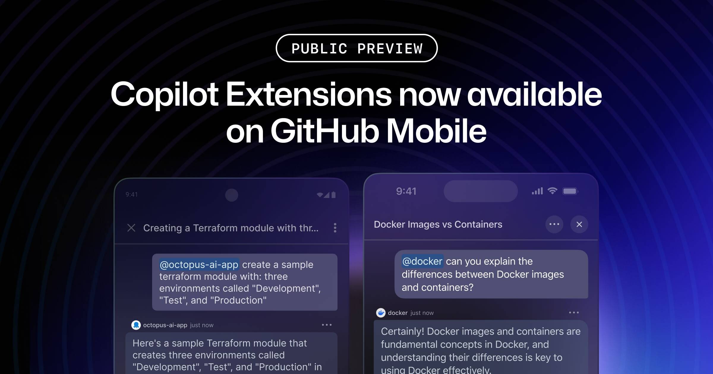 Screenshot of Copilot Extensions on GitHub Mobile