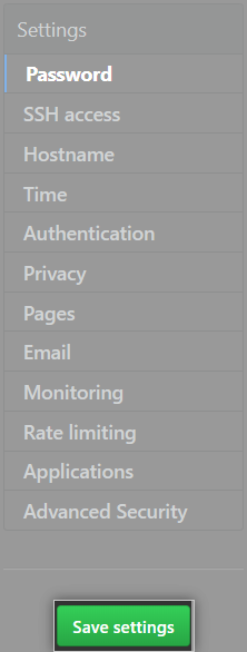 Save settings button