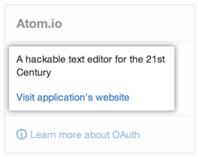 OAuth アプリケーションの情� �とウェブサイト