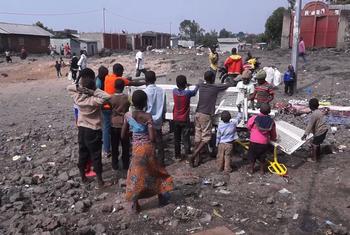 Children gather in Goma, in the eastern Democratic Republic of the Congo.