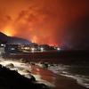 A wildfire burns in the Palisades suburb of Los Angeles, California.