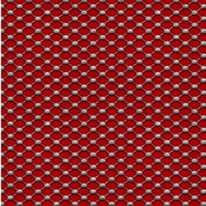 Tela con motivos geometricos sobre rojo.Quilting treasures