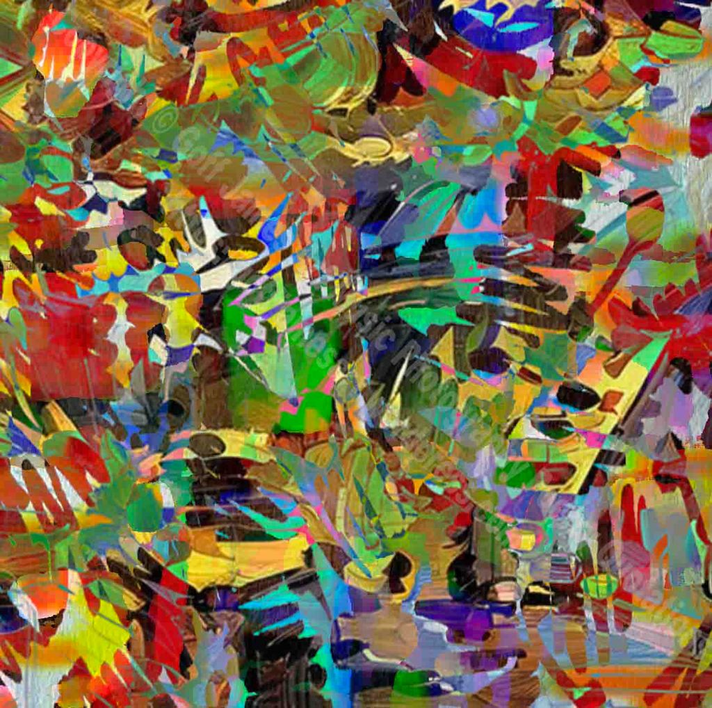 The image depicts a painting titled The Architecture Of A Failing Process 2 by the artist Goff James. The work is a vibrant atmospheric abstract expressionist painting and is an exploration of line, gesture, and colour. Multiple layers of vbrant rainbow colours, shapes, textures and a variety of mark making fuse one into the other providing depth and movement which gives the painting its dramatic intensity. The work is engaging, thought provoking, explores the infinite possibilities of composition, form, colour and pattern. The work inspires spacious pathways to the imagination.