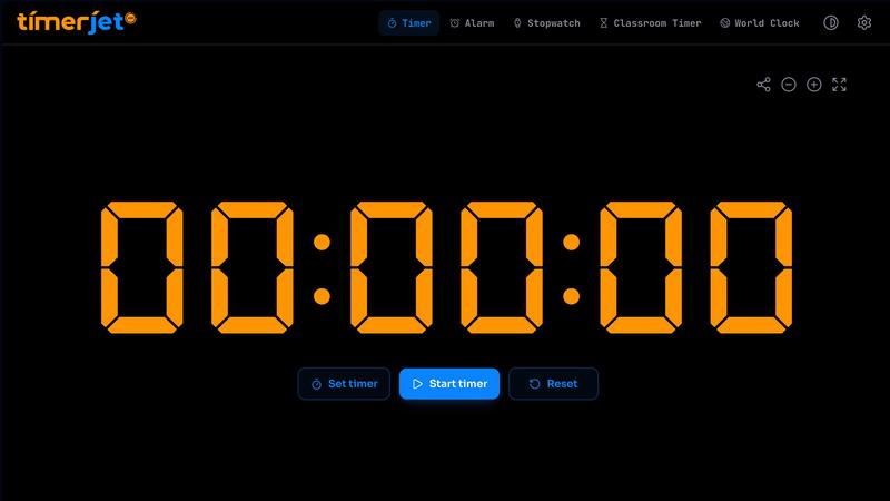 TimerJet application interface and features