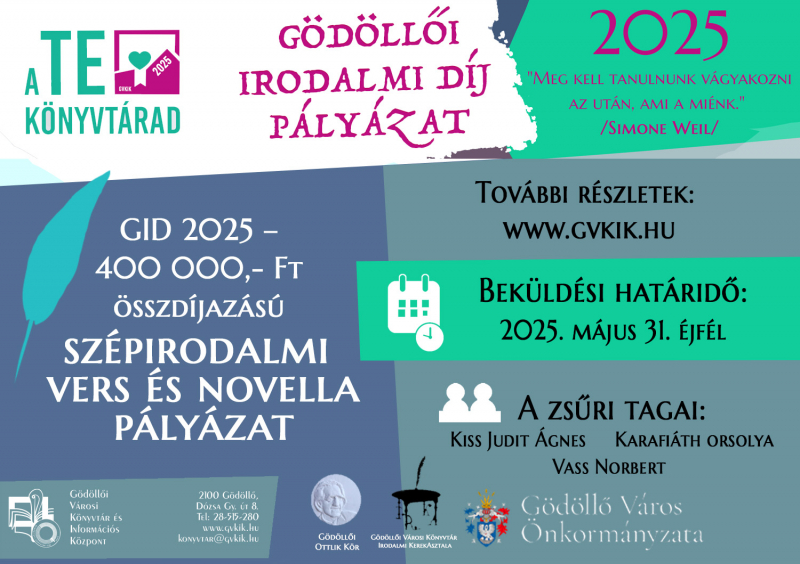 Gödöllői Irodalmi Díj - pályázati felhívás 2025
