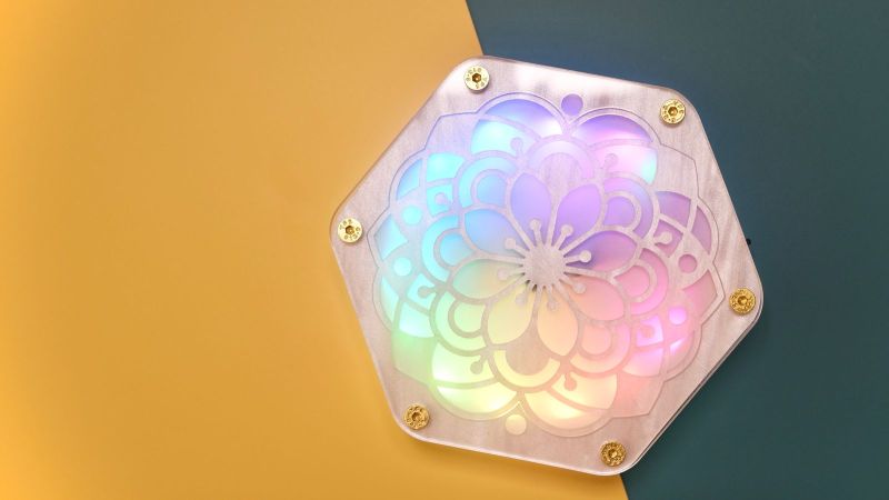 laser cut acrylic coaster with rgb leds inside