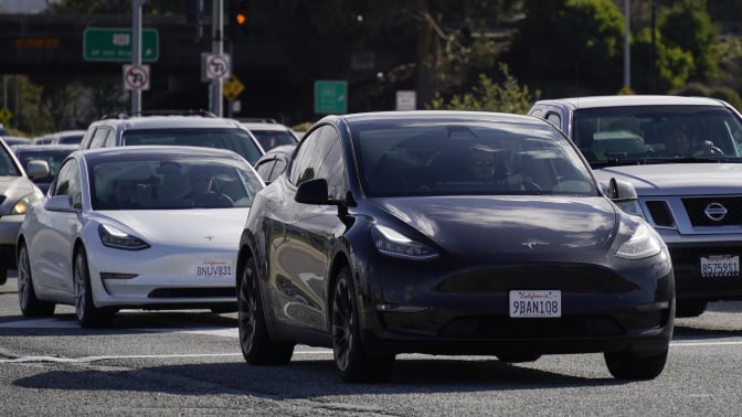 Tesla on road