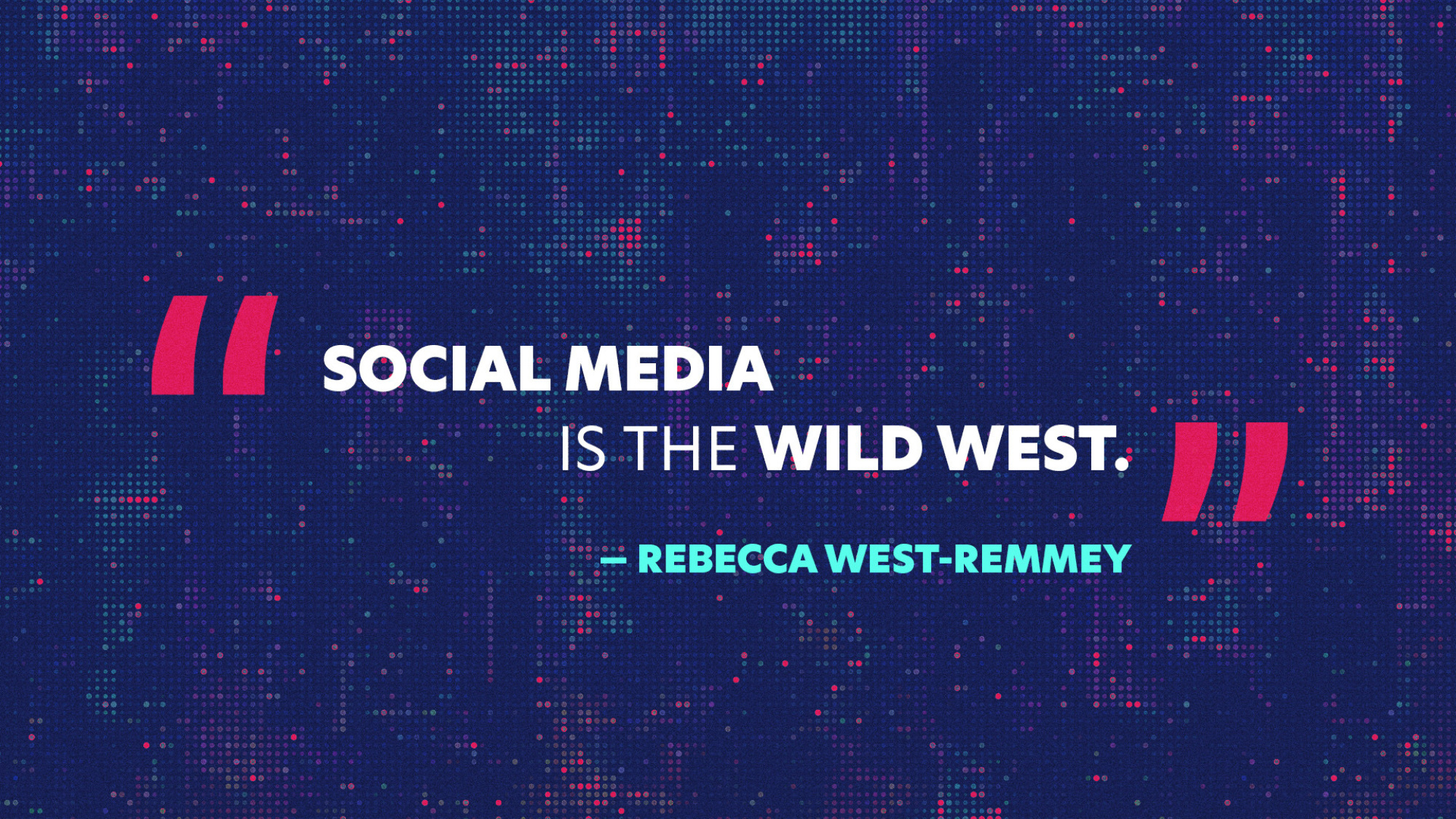 A quote from Rebecca West-Remmey on a purple background 