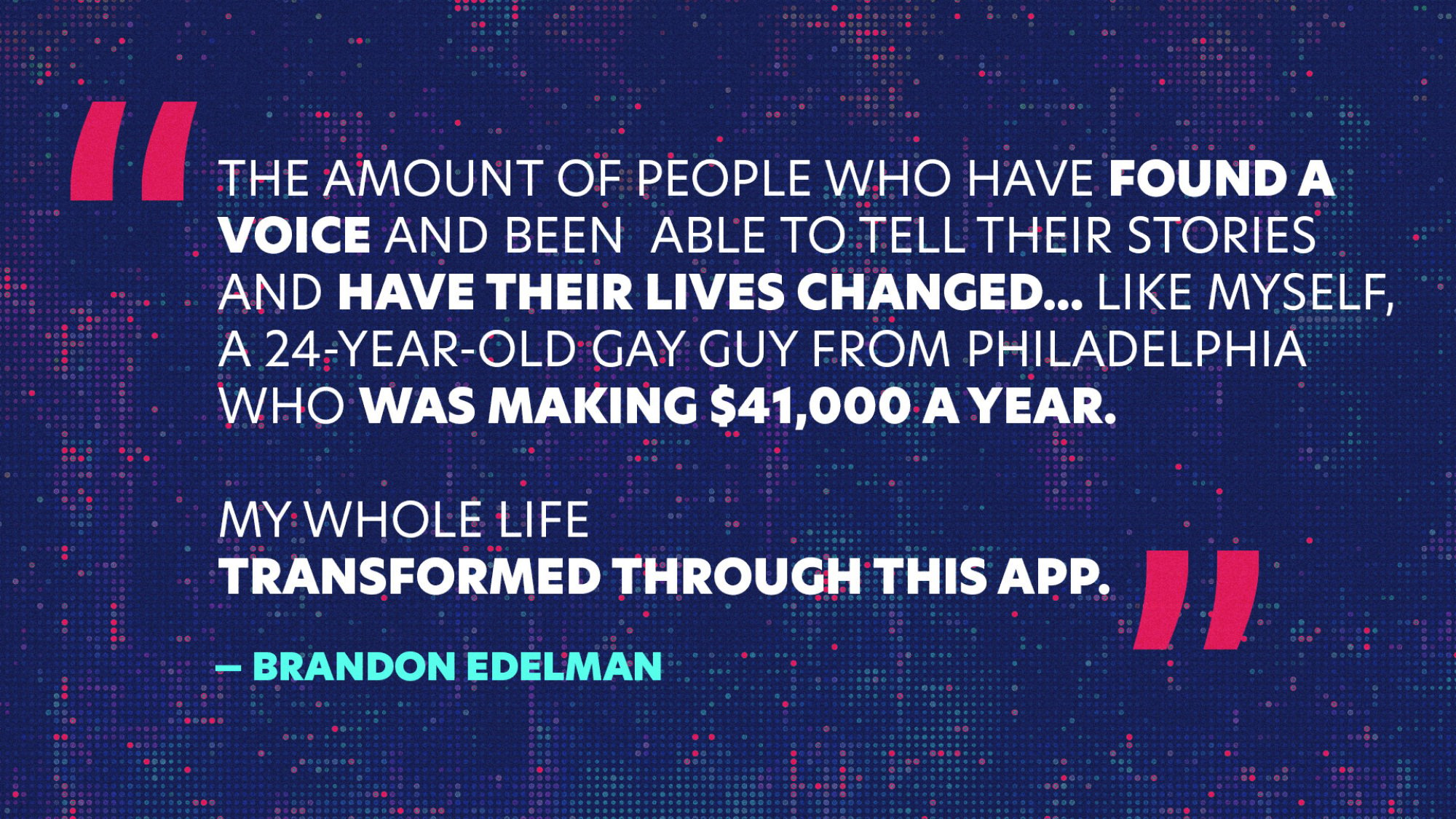 A quote from Brandon Edelman on a purple background 