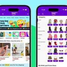 Haul promo image with UI displayed on two phones