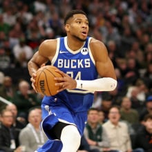 Giannis Antetokounmpo #34 of the Milwaukee Bucks handles the ball during a game against the Atlanta Hawks at Fiserv Forum on December 04, 2024 in Milwaukee, Wisconsin.