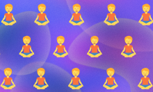 Yoga emojis on a vibey backdrop.