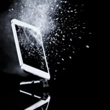 A smartphone screen gets smashed