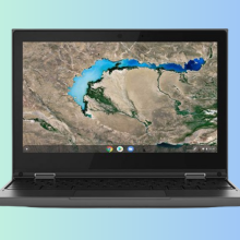 Laptop showing topography. 