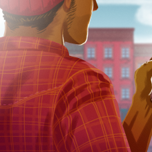 illustration of person looking at phone