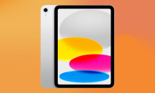 Apple 10th Generation iPad on a orange gradient background