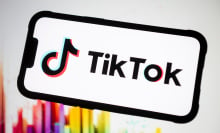 TikTok logo displayed on a phone screen. 