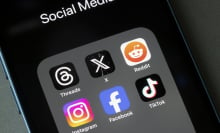 Portland, OR, USA - Oct 26, 2023: Assorted social media apps, including Threads, X, Reddit, Instagram, Facebook, and TikTok, are seen on an iPhone.