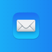 The Apple Mail logo on a blue background.