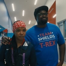 Ryan Destiny as Claressa Shields and Brian Tyree Henry as Jason Crutchfield in director Rachel Morrison's "The Fire Inside."