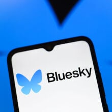 Bluesky logo on a smartphone