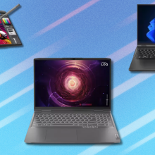 Laptops on colorful abstract background