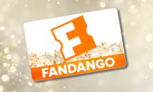 a fandango gift card on a white holiday themed background