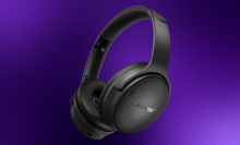 Bose QuietComfort on a purple gradient background