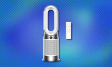 Dyson Hot+Cool Purifier on blue abstract background